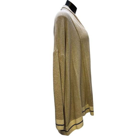 St John Sequined Accent Cardigan Tan With Black & Cream Trim L - Picture 3 of 8